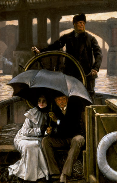 sur le bateau, sous la pluie à James Jacques Tissot