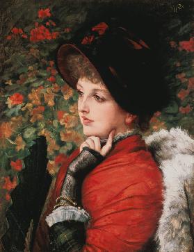 portrait de Kathleen Newton dans la tenue rouge.