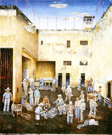 Prison Compound, 1986 (oil on canvas)  à  James  Reeve