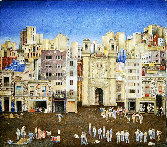 Prospecting for Clients in Manzaneres, c.2001 (oil on canvas)  à  James  Reeve