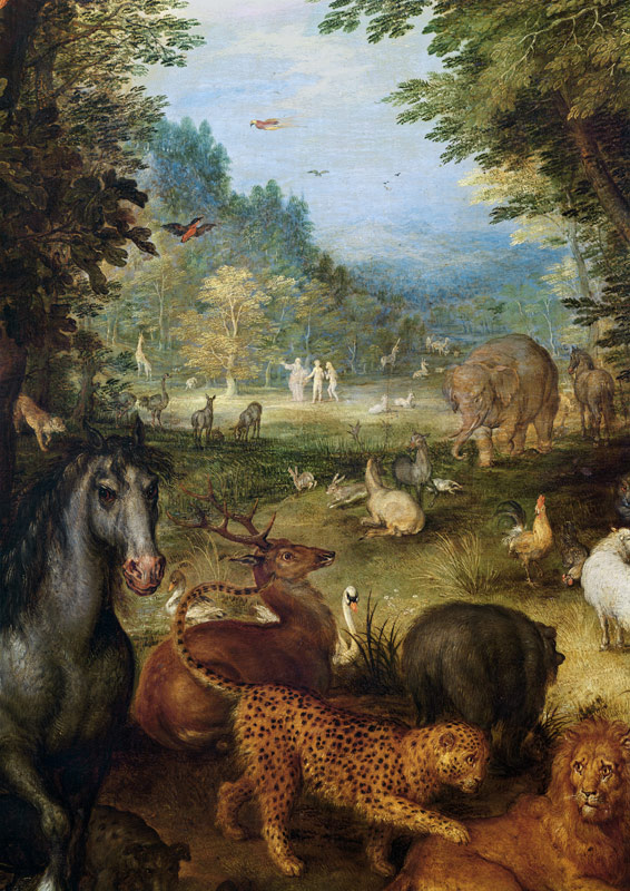 Earth, or The Earthly Paradise, detail of animals à Jan Brueghel l'Ancien