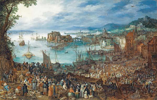Jan Bruegel t.E./ Great Fish Market/1603 à Jan Brueghel le Jeune