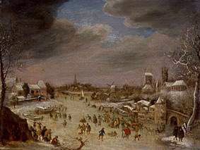 divertissement sur la glace sur un Canal gelé à Jan Griffier l'Ancien