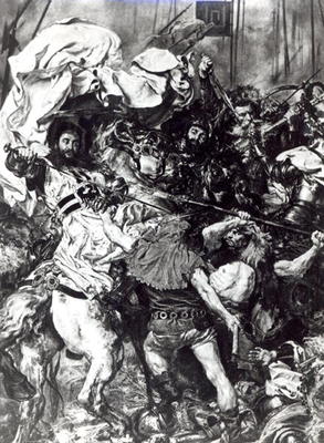 The Battle of Grunwald on 15th July 1410, detail depicting the death of the Grand Master Ulrich von à Jan Matejko