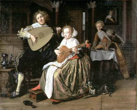 A Young Man Playing a Theorbo and a Young Woman Playing a Cittern à Jan Miense Molenaer
