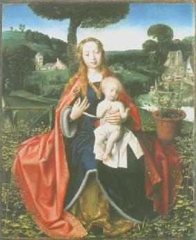 Madonne avec l'enfant dans un paysage