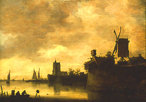 Paysage de fleuve avec des moulins à vent à Jan van Goyen