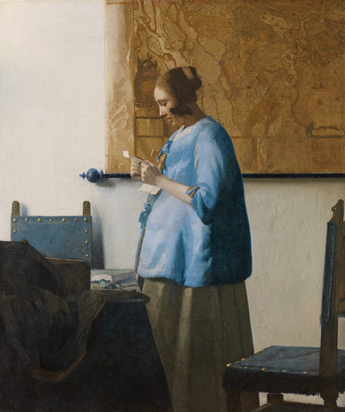 La femme en bleu lisant une lettre à Johannes ou Jan  Vermeer de Delft