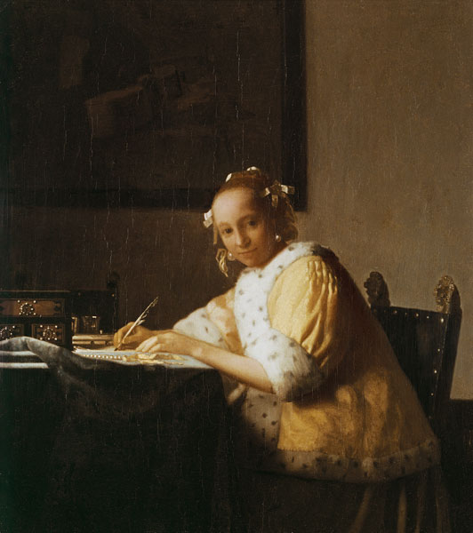 Une dame écrit une lettre à Johannes ou Jan  Vermeer de Delft
