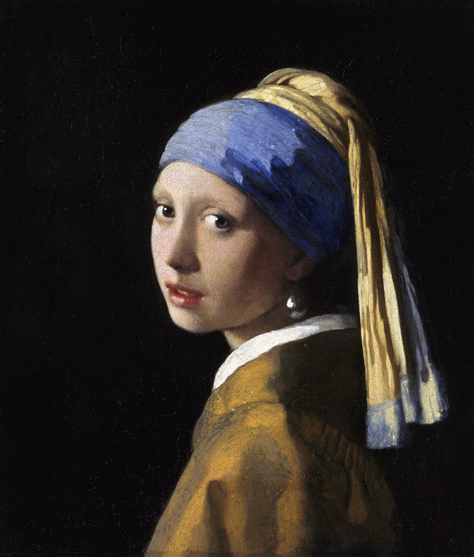 Jeune fille à la perle (version restaurée 1994) à Johannes ou Jan  Vermeer de Delft