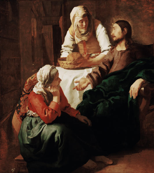Le Christ dans la maison de Marie et Marthe à Johannes ou Jan  Vermeer de Delft