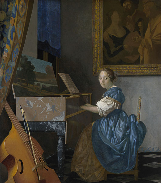 Jeune femme jouant du virginal à Johannes ou Jan  Vermeer de Delft
