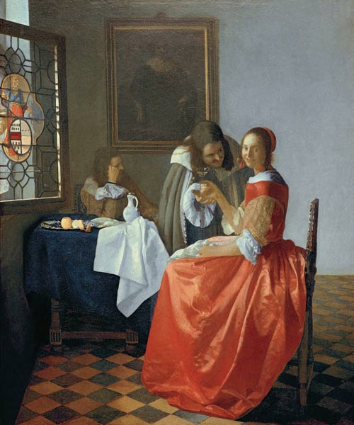 The Girl with the Wineglass à Johannes ou Jan  Vermeer de Delft