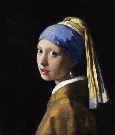 Jeune fille à la perle (version restaurée 1994) - Johannes ou Jan  Vermeer de Delft