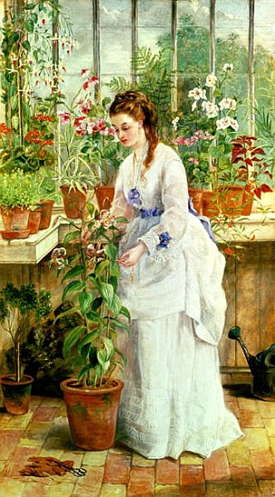 Young Lady in a Conservatory à Jane Maria Bowkett