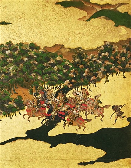 Battle of Hogen in 1156, Momoyama Period (1568-1615) (ink on paper) à École japonaise