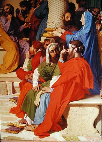 Jesus Among the Doctors, detail of the doctors and the Virgin Mary à Jean Auguste Dominique Ingres