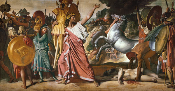 Romulus, le gagnant d'Acron, rapporte son bétail dans le temple de Zeus à Jean Auguste Dominique Ingres