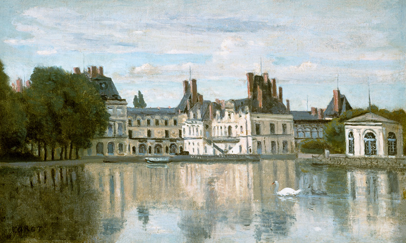 Vue sur le château Fontainebleau. à Jean-Baptiste-Camille Corot