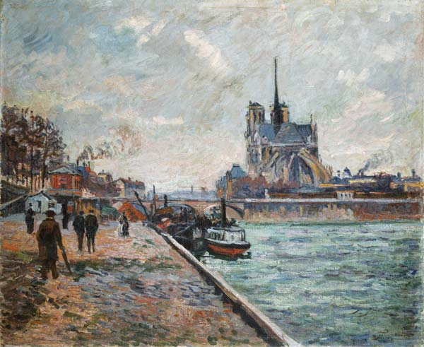 quai de Seine à Paris avec une vue sur Notre-Dame à Jean-Baptiste Armand Guillaumin