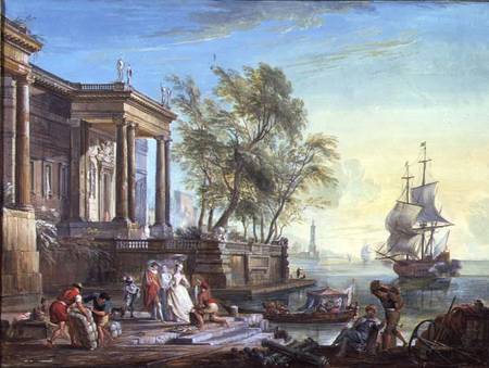 Port Scene with Setting Sun à Jean-Baptiste Lallemand