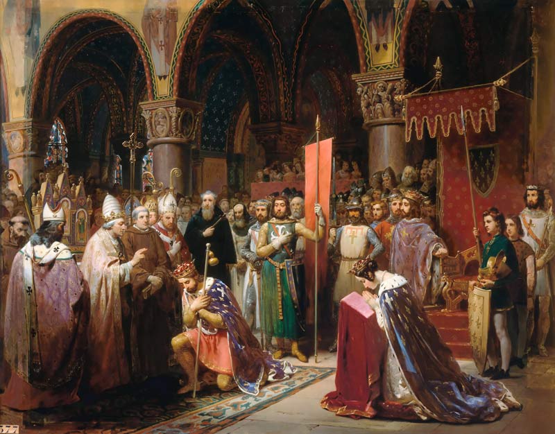 Louis VII (c.1120-1180) the Young, King of France Taking the Banner in St. Denis in 1147 à Jean Baptiste Mauzaisse