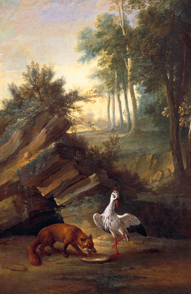The Fox and the Stork à Jean Baptiste Oudry