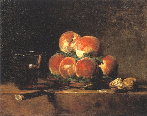 Plaque avec des pêches et des noix à Jean-Baptiste Siméon Chardin