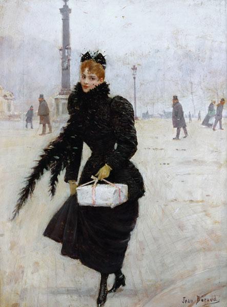 Femme parisienne sur la place de la Concorde, vers 1890 