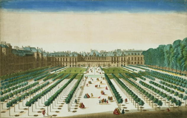 View and Perspective of the Palais Royal from the Garden Side, engraved by Antoine Aveline (1691-174 à Jean Chaufourier
