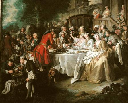 The Hunt Lunch, detail of the diners à Jean François de Troy