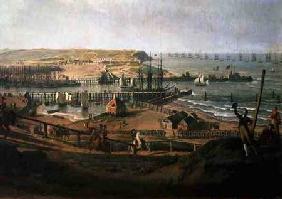 Napoléon visitant le camp de Boulogne en juillet 1804, détail du port