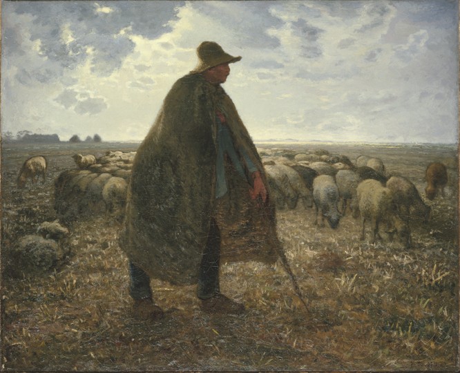 Shepherd Tending His Flock à Jean-François Millet