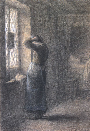 Morning toilet - Jean-François Millet en reproduction imprimée ou copie  peinte à l\'huile sur toile