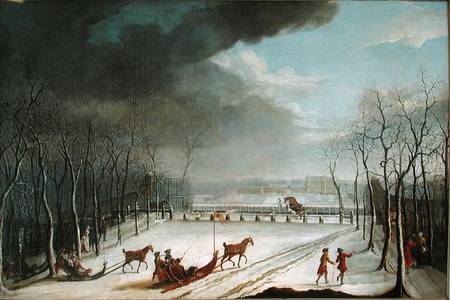 The Prince of Conde Hunting in a Sleigh in 1767 à Jean Francois Perdrix