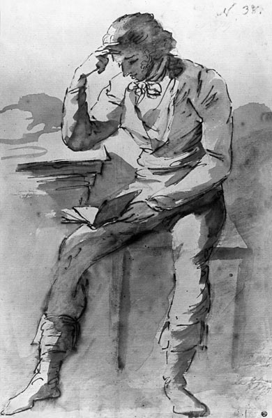The Reader (ink & wash on paper) à Jean Honoré Fragonard