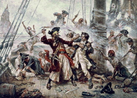 The Capture of the Pirate Blackbeard, 1718 à Jean Leon Jerome Ferris
