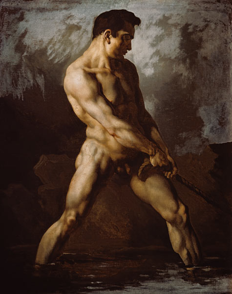 Etude de nu, homme tirant sur la corde à Jean Louis Théodore Géricault