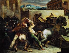chevaux sauvages lors d'une course à Rome.