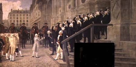 The Reception of Louis XVI at the Hotel de Ville by the Parisian Municipality in 1789 à Jean Paul Laurens