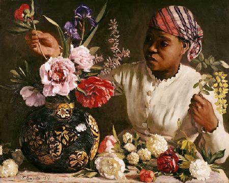 Negress with Peonies