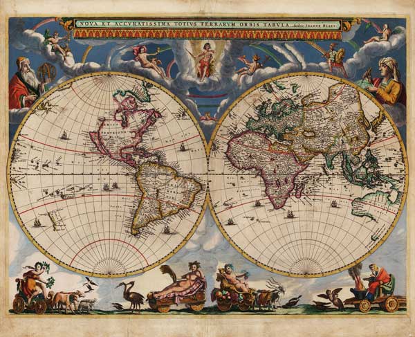 Double hemisphere map of the World à Joan Blaeu
