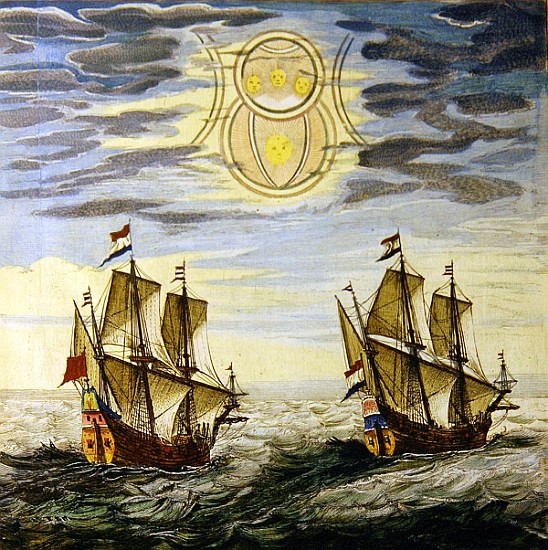 The sun and the stars guiding the sailors on their way, from the ''Atlas Maior, Sive Cosmographia Bl à Joan Blaeu