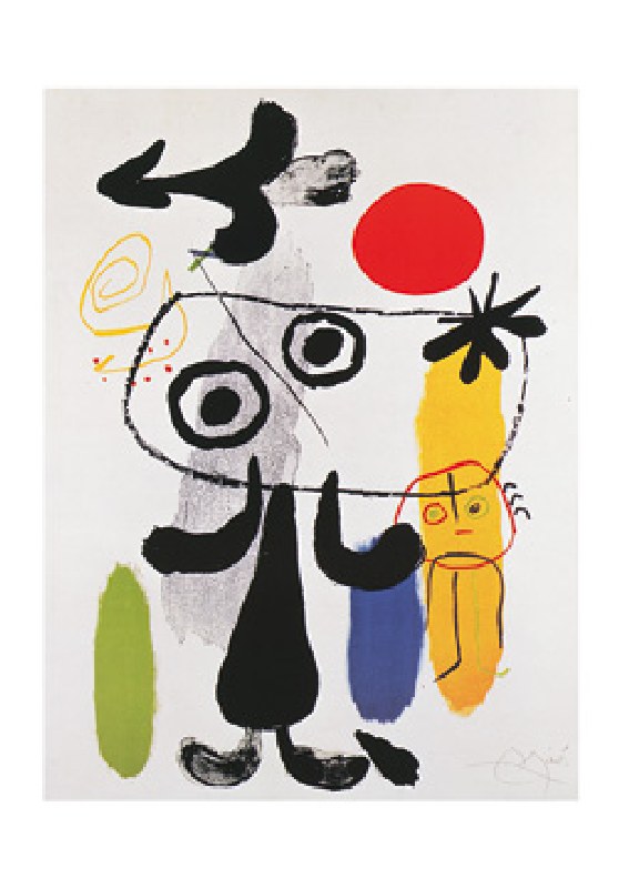 Titre de l‘image : Joan Miró - Personnage devant le soleil rouge II  - (JM-853)