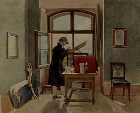 Le peintre Erhard dans l'atelier
