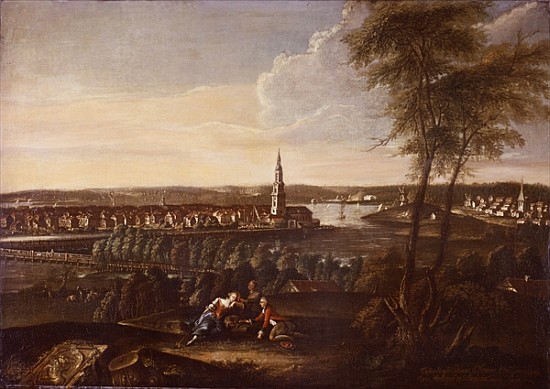 View of the Church of the Holy Spirit and the suburb of Nowawes from Brauhausberg à Johann Friedrich Meyer