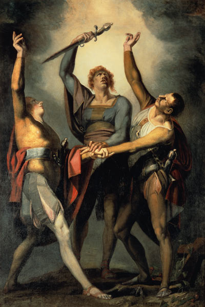 Die drei Eidgenossen beim Schwur auf dem Ruetli à Johann Heinrich Füssli