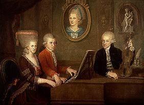 La famille de Leopold Mozart jouant de la musique