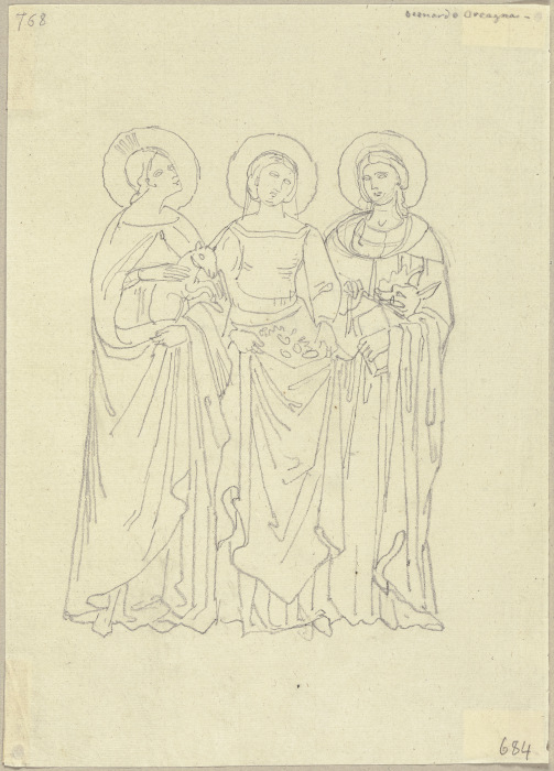 Drei Jungfrauen aus dem Paradiso des Nardo di Cione in der Strozzi-Kapelle in Santa Maria Novella in à Johann Ramboux