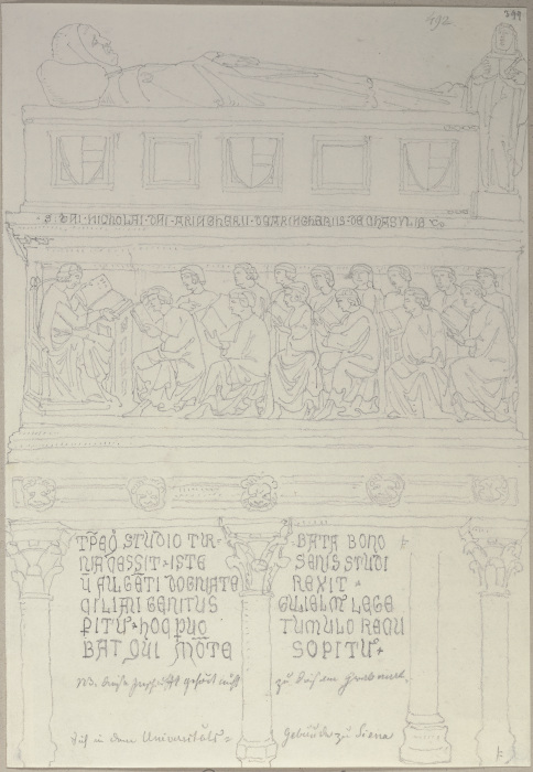 Grabmal sowie eine Inschrift in Siena (?) à Johann Ramboux
